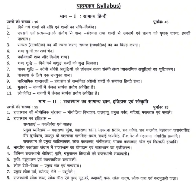 RSMSSB agriculture Supervisor syllabus in hindi