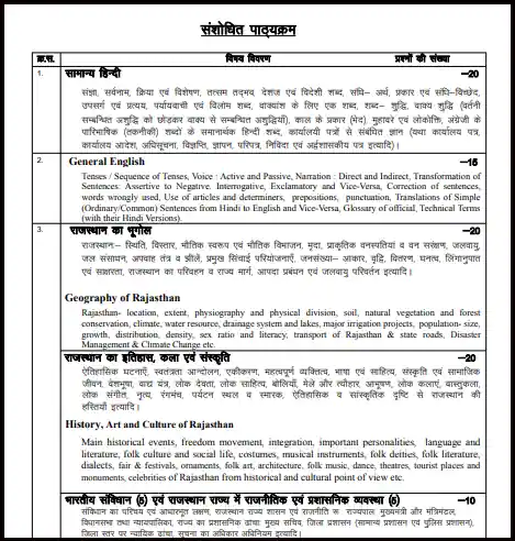 Rajasthan 4th Grade Syllabus Pdf In Hindi