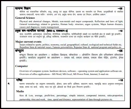 Rajasthan 4th Grade Syllabus Pdf In Hindi