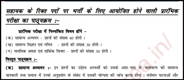 Bihar Sachivalaya Sahayak Syllabus In Hindi