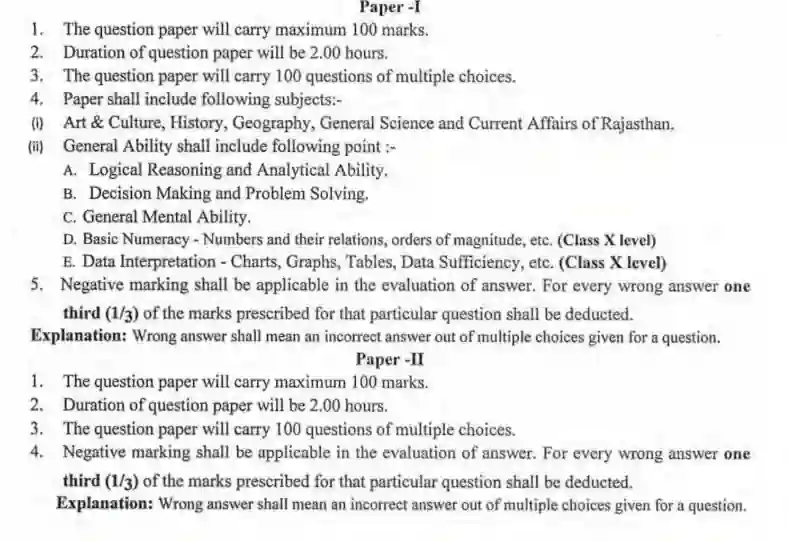 Rajasthan Computer Anudeshak Exam Pattern